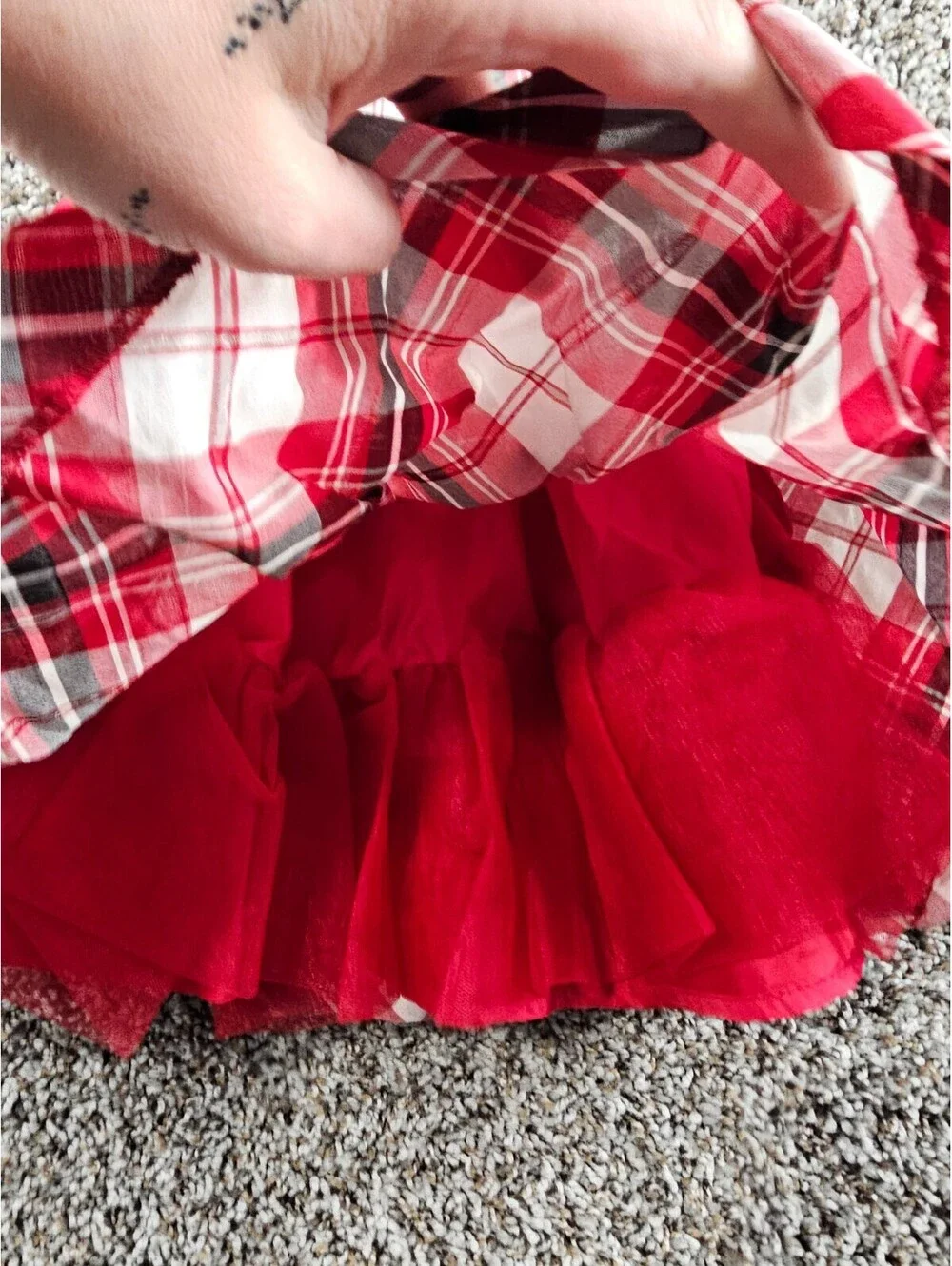 Gymboree Baby Girls Sz 12-18M Formal Dress Red White Plaid Holiday